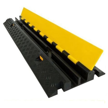 Electriduct Cable Protector, 4 in H, 3 ft L, 24-1/2 in W, 2 Channel, Rubber, Black, Yellow CP-RPS-236